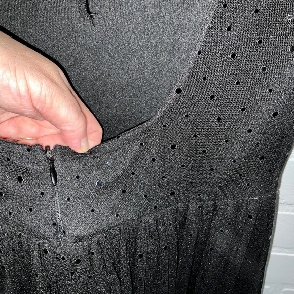 Zara Mini dress LBD Bow detail Black Tulle Sequin Sparkly U shape Open back M - Picture 10 of 13